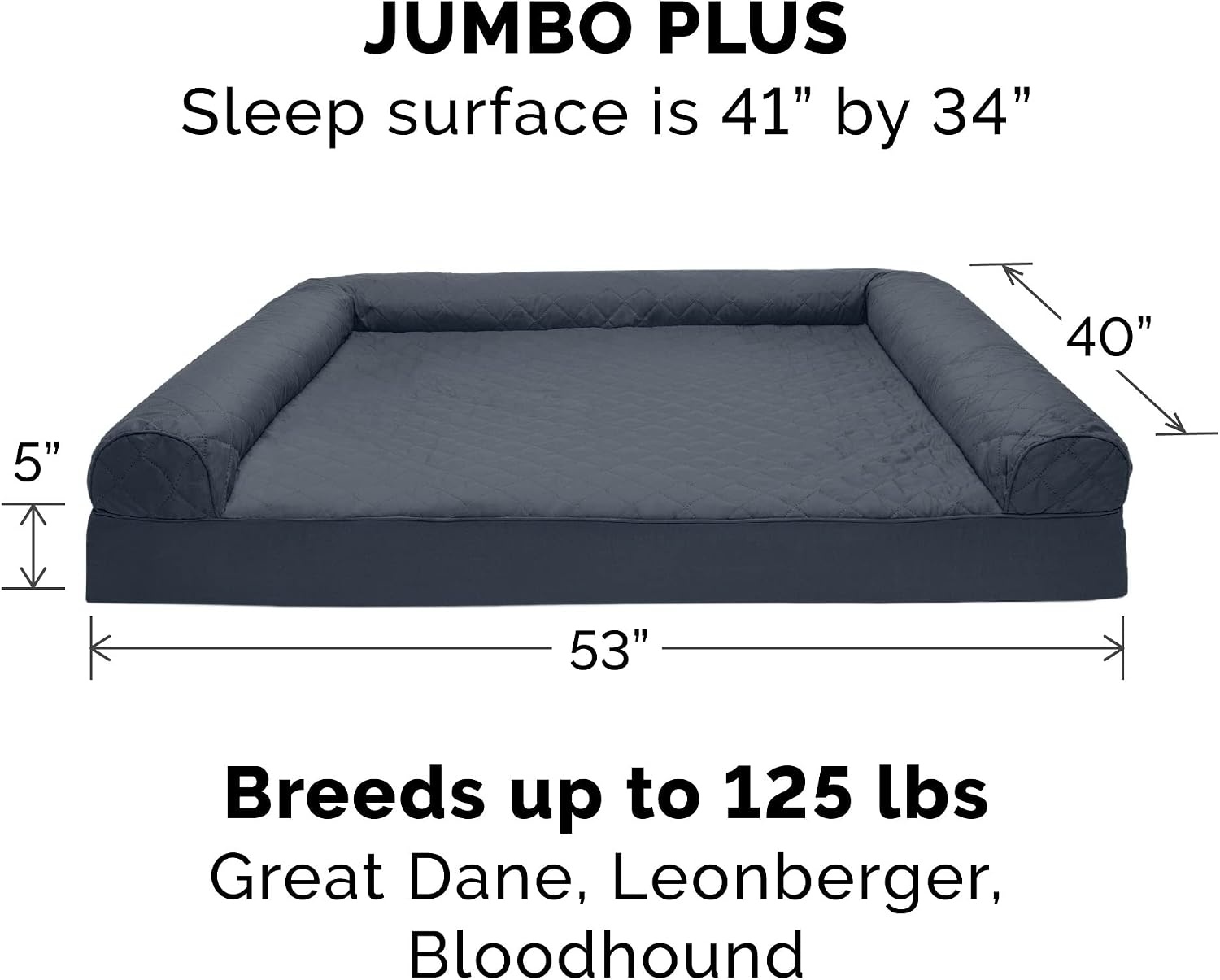 image:imageFurhaven Replacement Dog Bed Cover Quilted SofaStyle Machine Washable Iron Gray Jumbo XLargeIron Gray