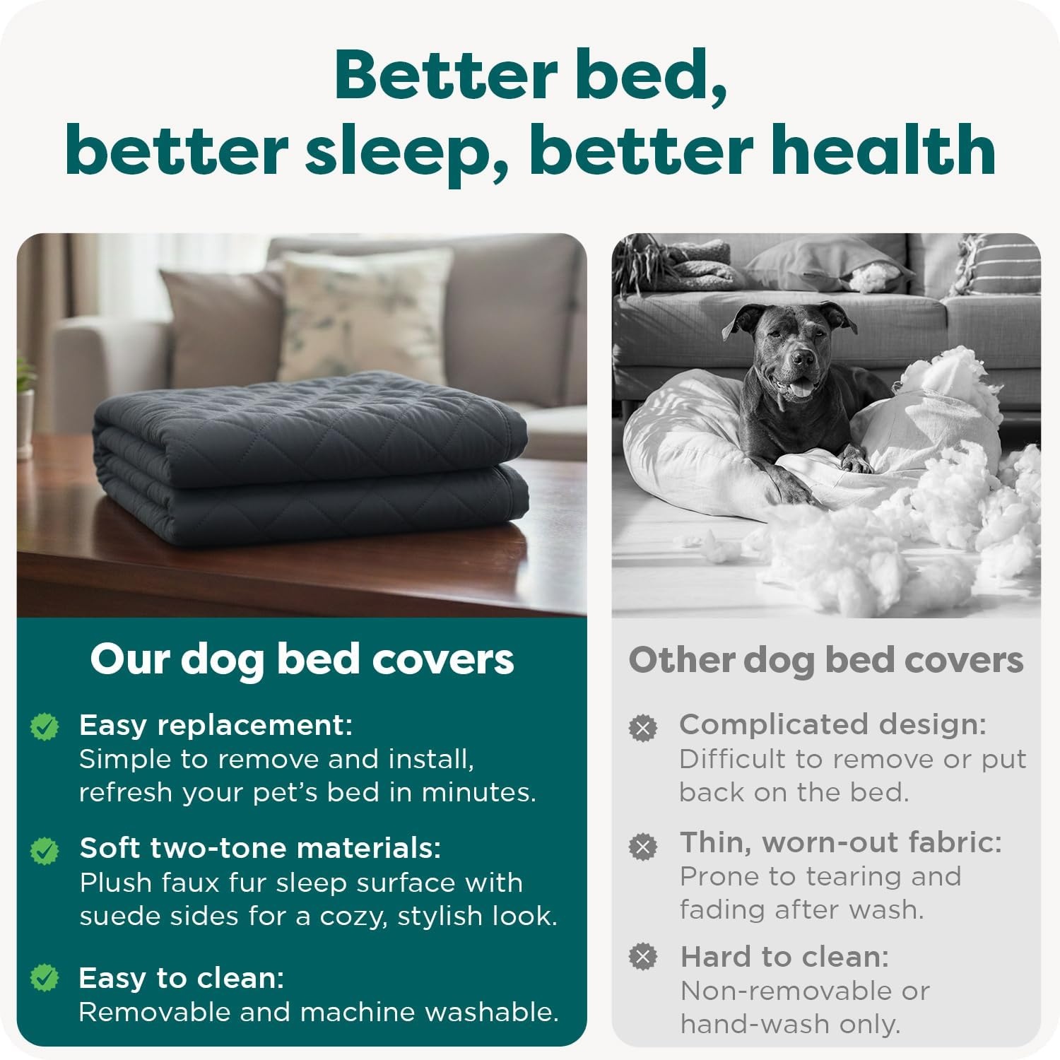 image:imageFurhaven Replacement Dog Bed Cover Quilted SofaStyle Machine Washable Iron Gray Jumbo XLargeIron Gray