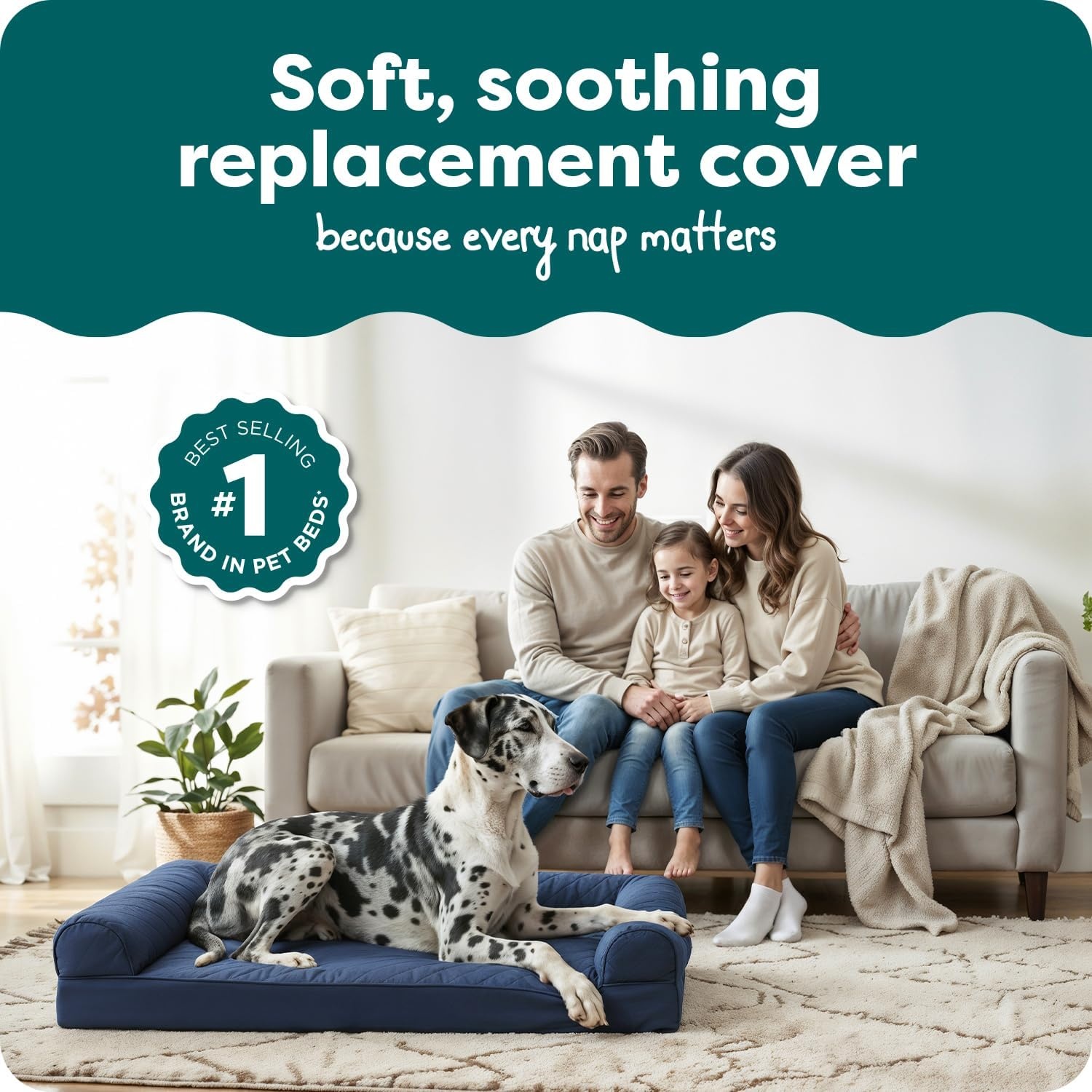image:imageFurhaven Replacement Dog Bed Cover Quilted SofaStyle Machine Washable Iron Gray Jumbo XLargeNavy
