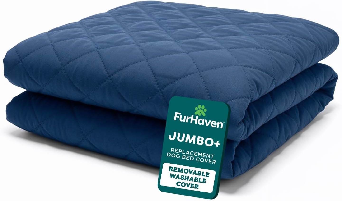 image:imageFurhaven Replacement Dog Bed Cover Quilted SofaStyle Machine Washable Iron Gray Jumbo XLargeNavy