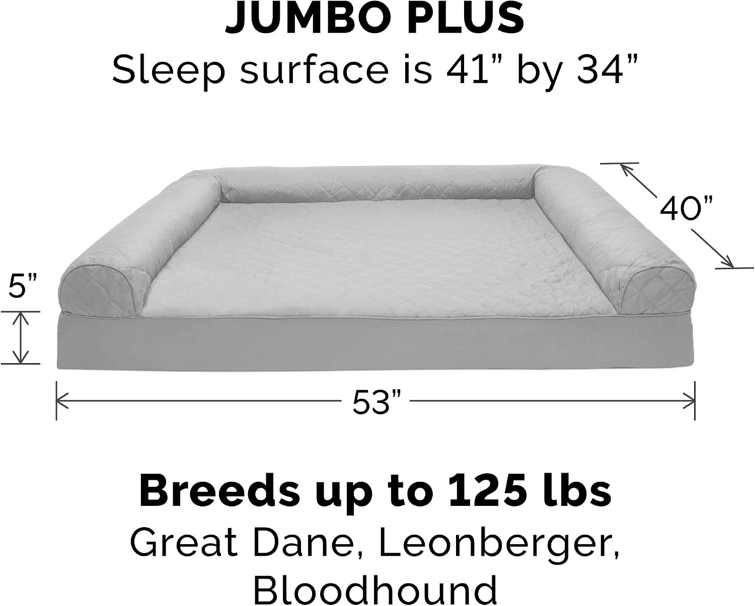 image:imageFurhaven Replacement Dog Bed Cover Quilted SofaStyle Machine Washable Iron Gray Jumbo XLargeSilver Gray