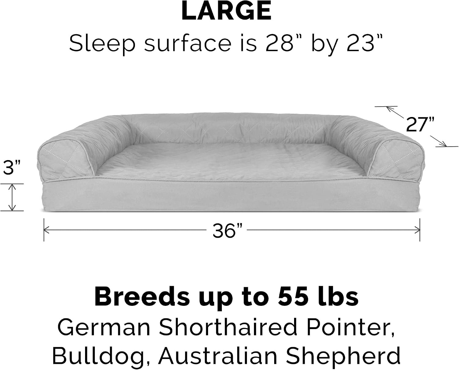 image:imageFurhaven Replacement Dog Bed Cover Quilted SofaStyle Machine Washable Iron Gray Jumbo XLargeSilver Gray