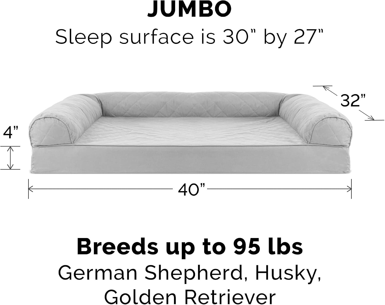 image:imageFurhaven Replacement Dog Bed Cover Quilted SofaStyle Machine Washable Iron Gray Jumbo XLargeSilver Gray