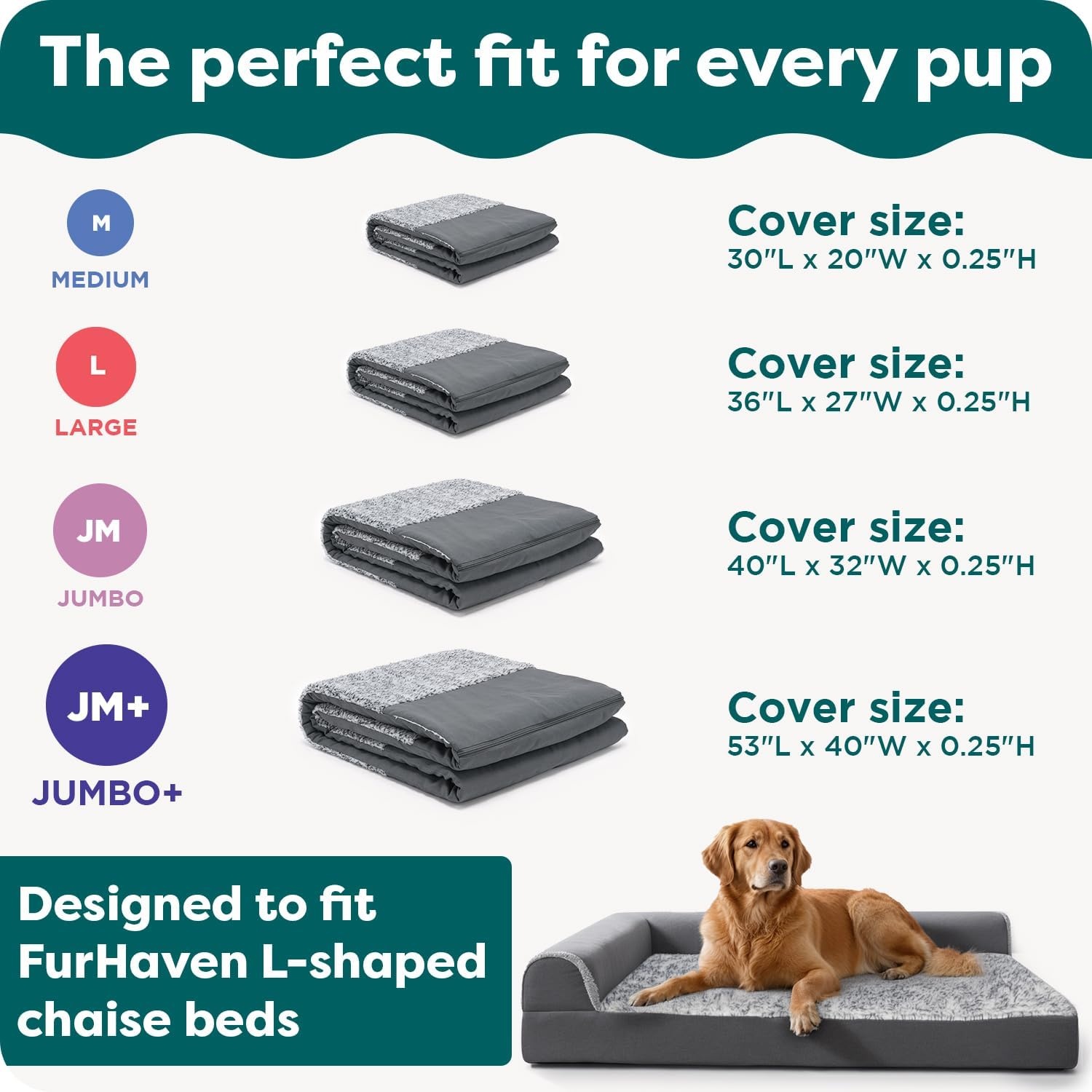 image:imageFurhaven Replacement Dog Bed Cover TwoTone Faux Fur amp Suede L Shaped Chaise Machine Washable Stone Gray Jumbo XLargeStone Gray