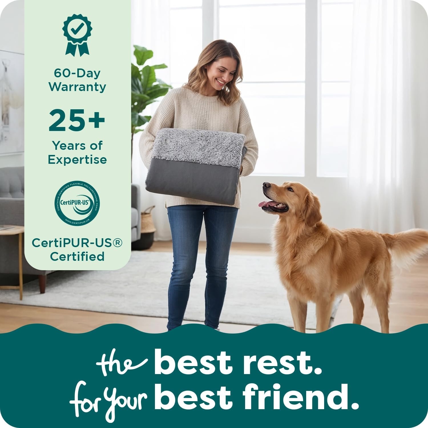 image:imageFurhaven Replacement Dog Bed Cover TwoTone Faux Fur amp Suede L Shaped Chaise Machine Washable Stone Gray Jumbo XLargeStone Gray
