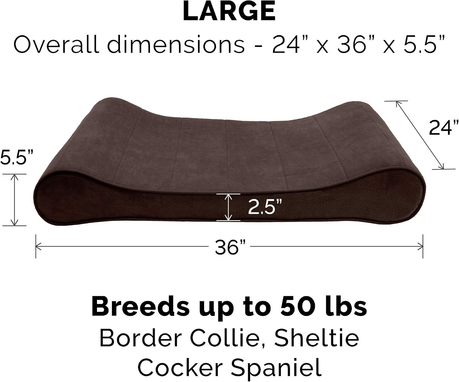 image:imageFurhaven Replacement Dog Bed Cover Ultra Plush Faux Fur amp Suede Contour Luxe Lounger Machine Washable Chocolate LargeMicrovelvet Espresso