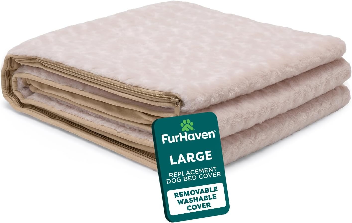 image:imageFurhaven Replacement Dog Bed Cover Ultra Plush Faux Fur amp Suede Contour Luxe Lounger Machine Washable Chocolate LargeUltra Plush Cream