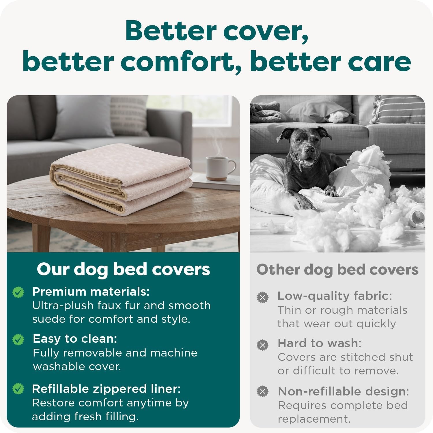 image:imageFurhaven Replacement Dog Bed Cover Ultra Plush Faux Fur amp Suede Contour Luxe Lounger Machine Washable Chocolate LargeUltra Plush Cream