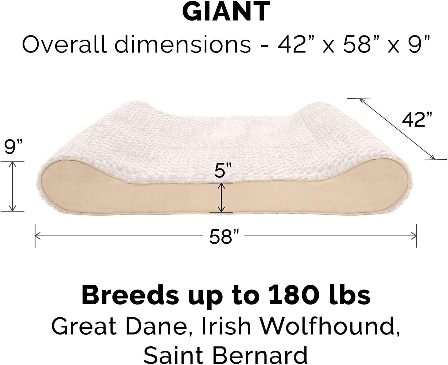 image:imageFurhaven Replacement Dog Bed Cover Ultra Plush Faux Fur amp Suede Contour Luxe Lounger Machine Washable Chocolate LargeUltra Plush Cream