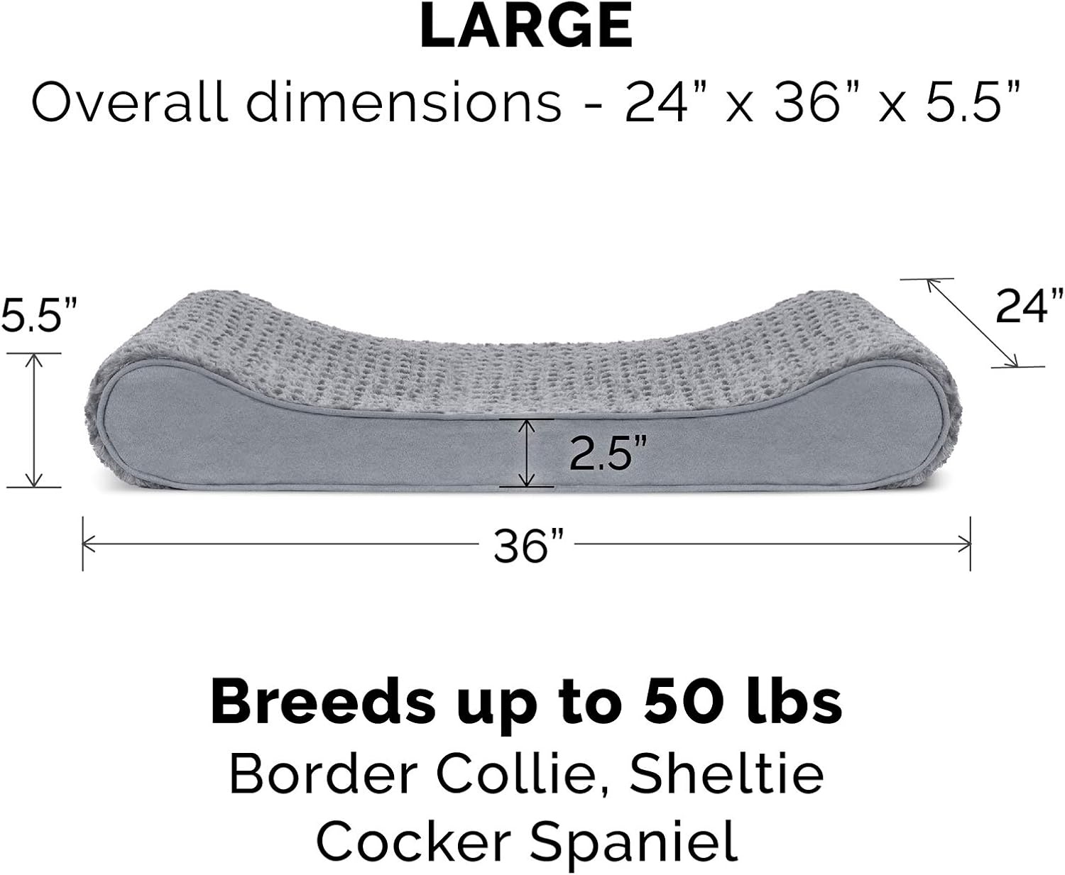 image:imageFurhaven Replacement Dog Bed Cover Ultra Plush Faux Fur amp Suede Contour Luxe Lounger Machine Washable Chocolate LargeUltra Plush Gray