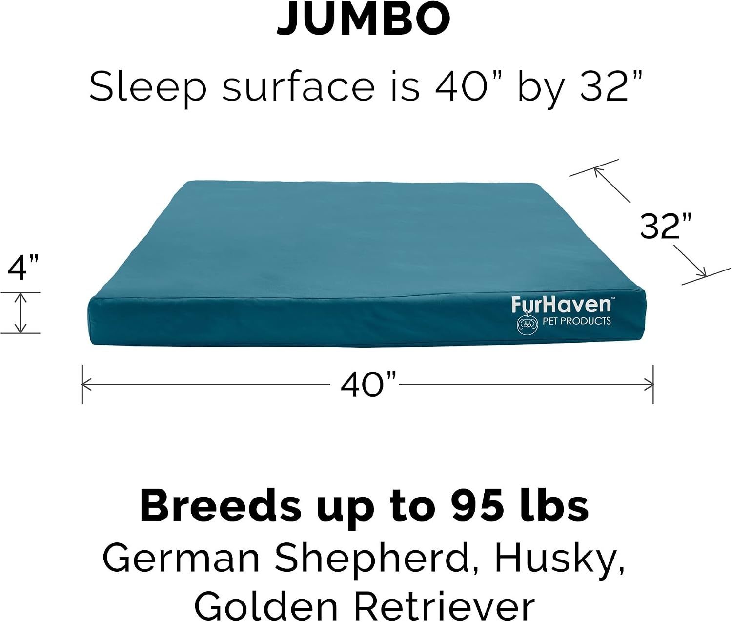 image:imageFurhaven Replacement Dog Bed Cover WaterResistant IndoorOutdoor Logo Print Oxford Polycanvas Mattress Washable Deep Lagoon Jumbo XLargeDeep Lagoon