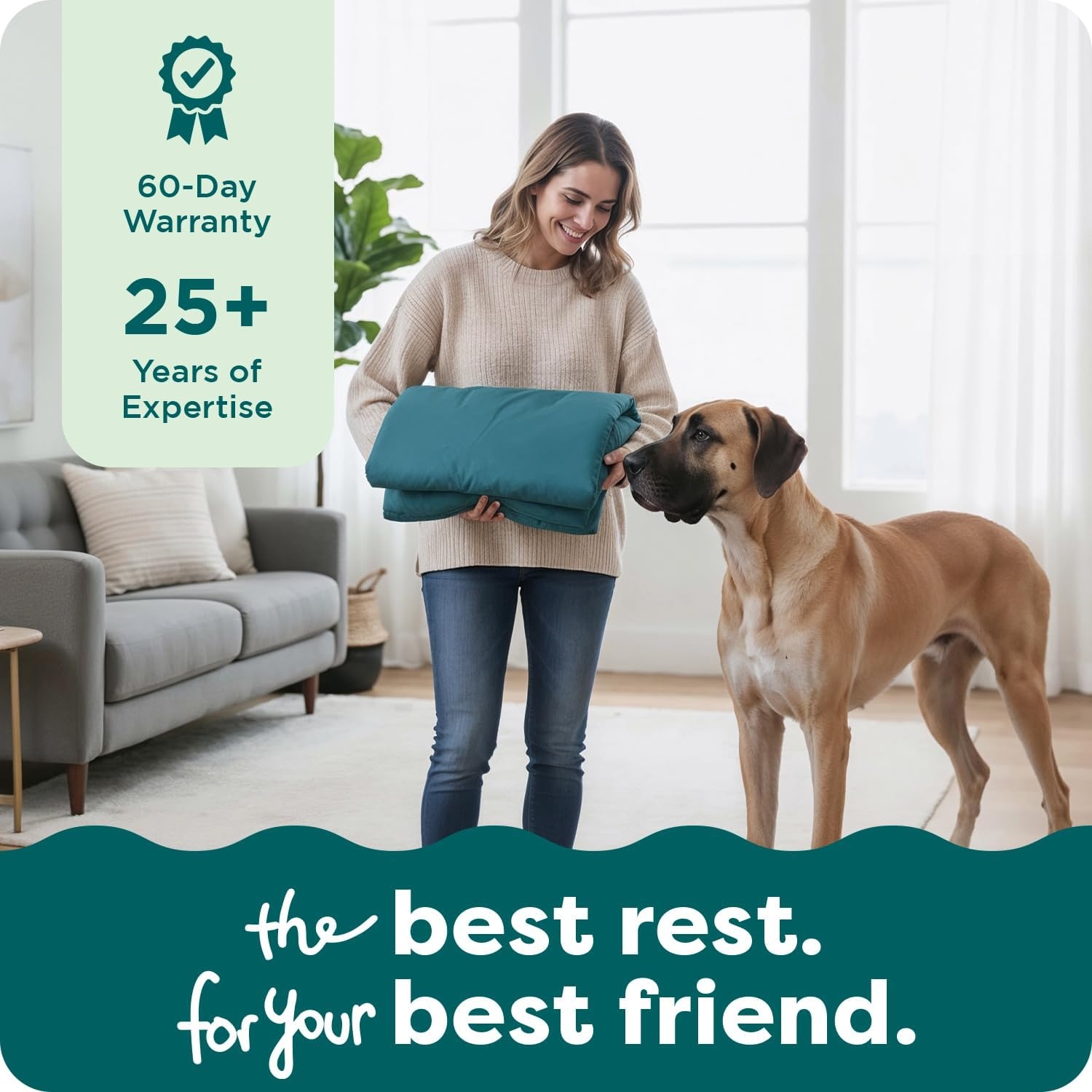 image:imageFurhaven Replacement Dog Bed Cover WaterResistant IndoorOutdoor Logo Print Oxford Polycanvas Mattress Washable Deep Lagoon Jumbo XLargeDeep Lagoon