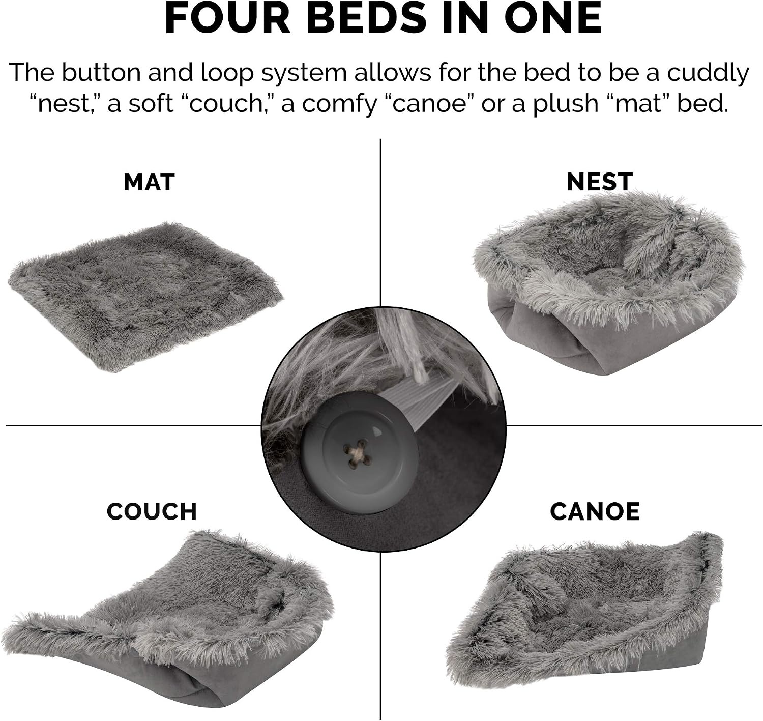 image:imageFurhaven SelfWarming Cat Bed for Indoor Cats 4Bedsin1 amp Washable Plush Long Faux Fur Convertible Cuddler Gray SmallSmall Pack of 2