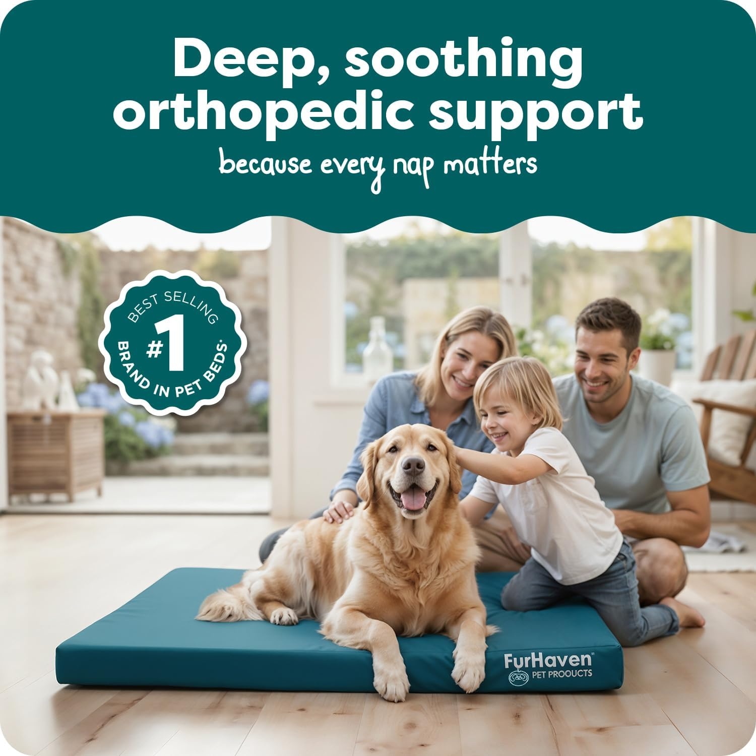 image:imageFurhaven WaterResistant Orthopedic Dog Bed for Large Dogs w Removable Washable Cover For Dogs Up to 95 lbs IndoorOutdoor Logo Print Oxford Polycanvas Mattress Stone Gray JumboXLWaterResistant Logo Print Deep Lagoon