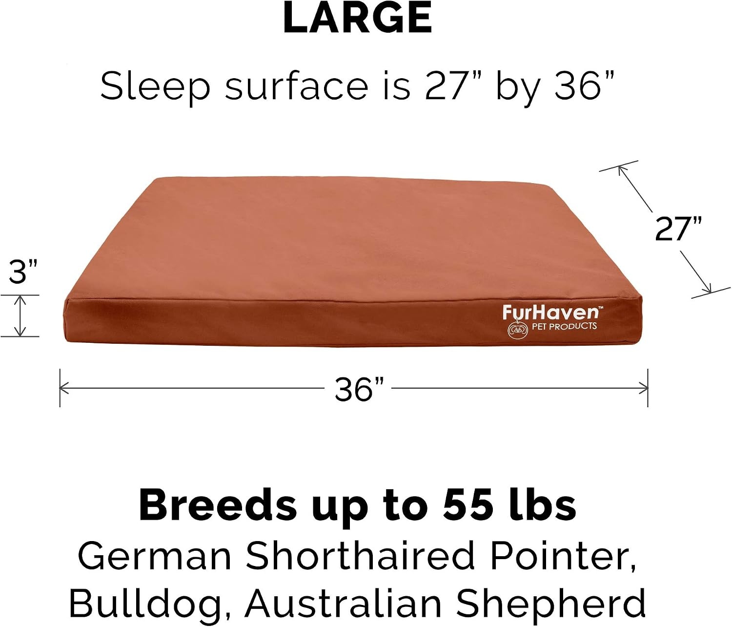image:imageFurhaven WaterResistant Orthopedic Dog Bed for Large Dogs w Removable Washable Cover For Dogs Up to 95 lbs IndoorOutdoor Logo Print Oxford Polycanvas Mattress Stone Gray JumboXLWaterResistant Logo Print Chestnut