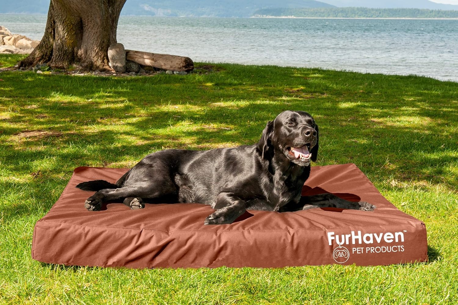 image:imageFurhaven WaterResistant Orthopedic Dog Bed for Large Dogs w Removable Washable Cover For Dogs Up to 95 lbs IndoorOutdoor Logo Print Oxford Polycanvas Mattress Stone Gray JumboXLWaterResistant Logo Print Chestnut