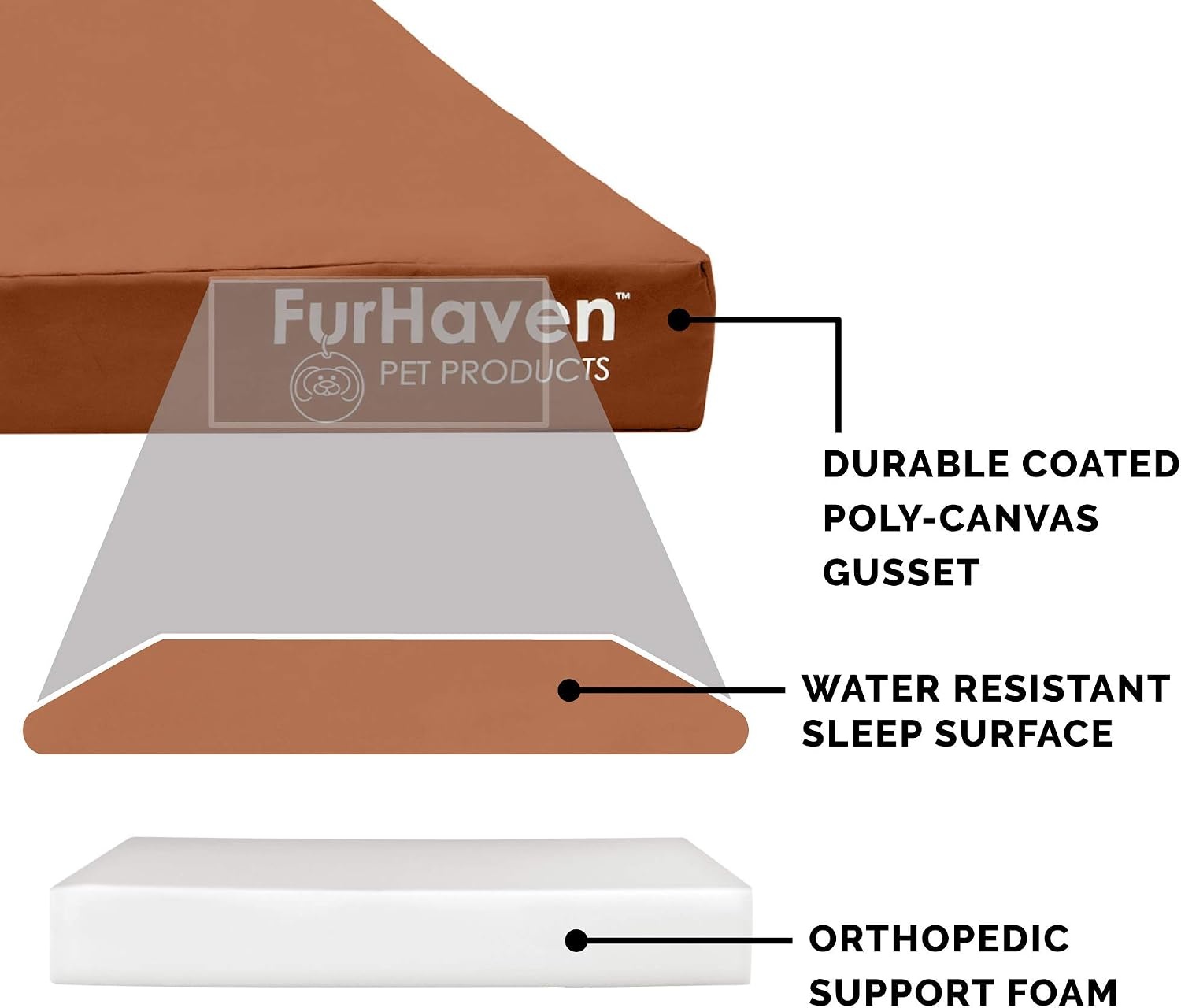 image:imageFurhaven WaterResistant Orthopedic Dog Bed for Large Dogs w Removable Washable Cover For Dogs Up to 95 lbs IndoorOutdoor Logo Print Oxford Polycanvas Mattress Stone Gray JumboXLWaterResistant Logo Print Chestnut