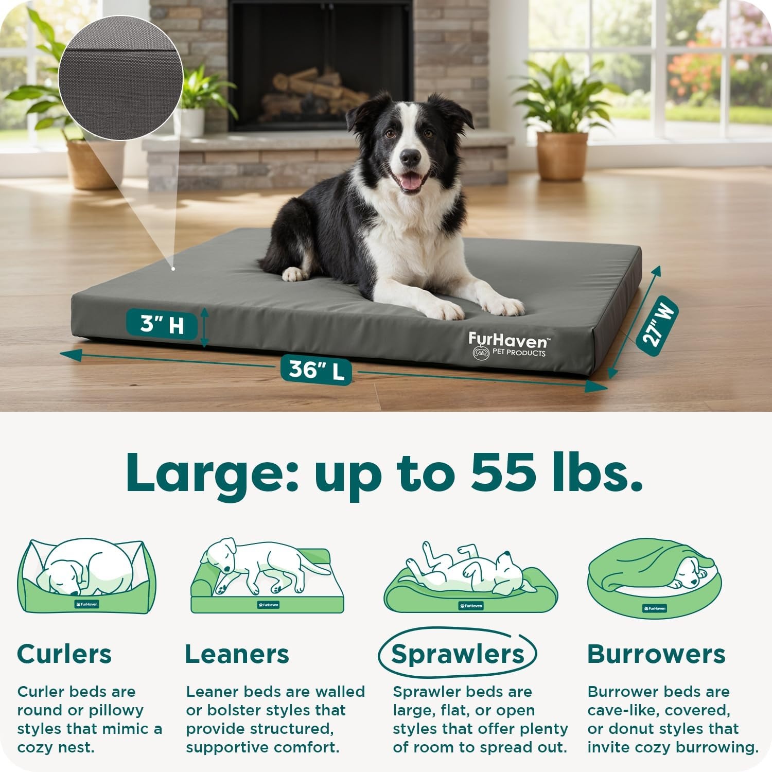 image:imageFurhaven WaterResistant Orthopedic Dog Bed for Large Dogs w Removable Washable Cover For Dogs Up to 95 lbs IndoorOutdoor Logo Print Oxford Polycanvas Mattress Stone Gray JumboXLWaterResistant Logo Print Stone Gray