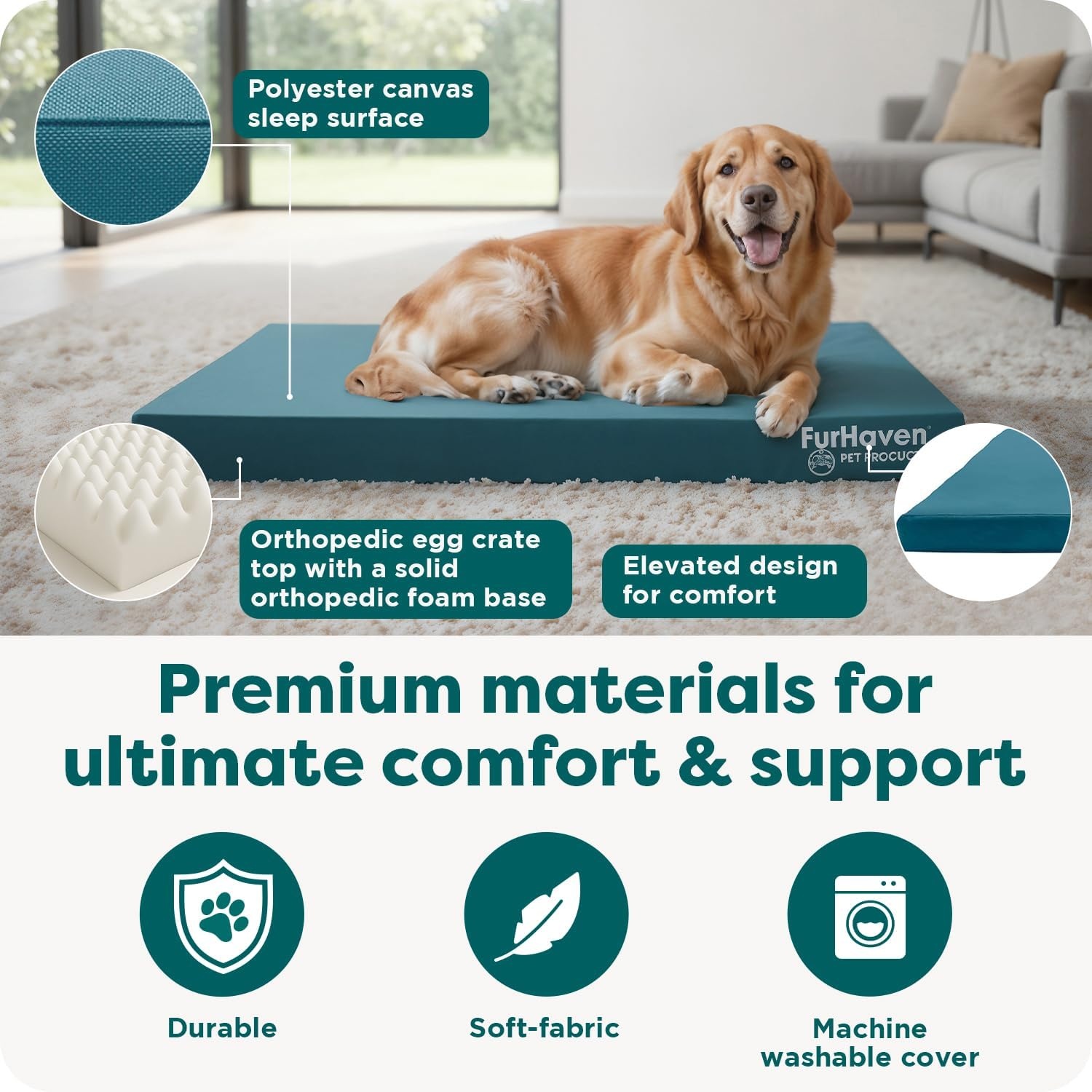image:imageFurhaven WaterResistant Orthopedic Dog Bed for Large Dogs w Removable Washable Cover For Dogs Up to 95 lbs IndoorOutdoor Logo Print Oxford Polycanvas Mattress Stone Gray JumboXLWaterResistant Logo Print Stone Gray