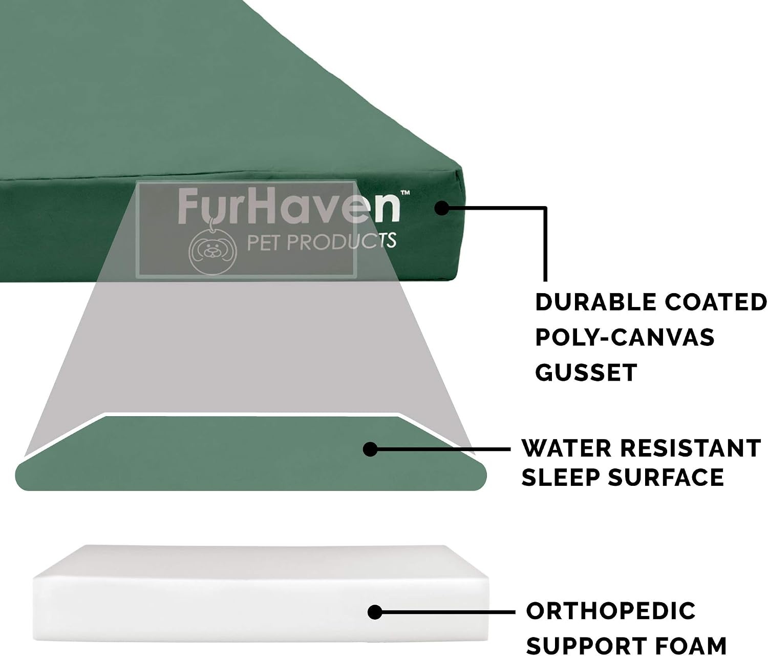 image:imageFurhaven WaterResistant Orthopedic Dog Bed for Large Dogs w Removable Washable Cover For Dogs Up to 95 lbs IndoorOutdoor Logo Print Oxford Polycanvas Mattress Stone Gray JumboXLWaterResistant Logo Print Forest