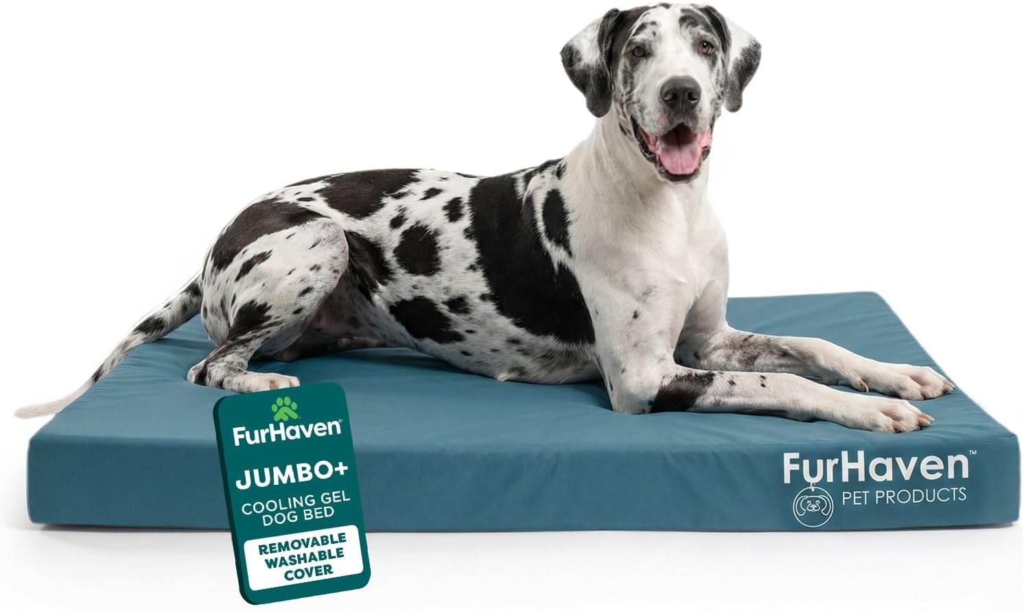 image:imageFurhaven WaterResistant Orthopedic Dog Bed for Large Dogs w Removable Washable Cover For Dogs Up to 95 lbs IndoorOutdoor Logo Print Oxford Polycanvas Mattress Stone Gray JumboXLWaterResistant Logo Print Deep Lagoon