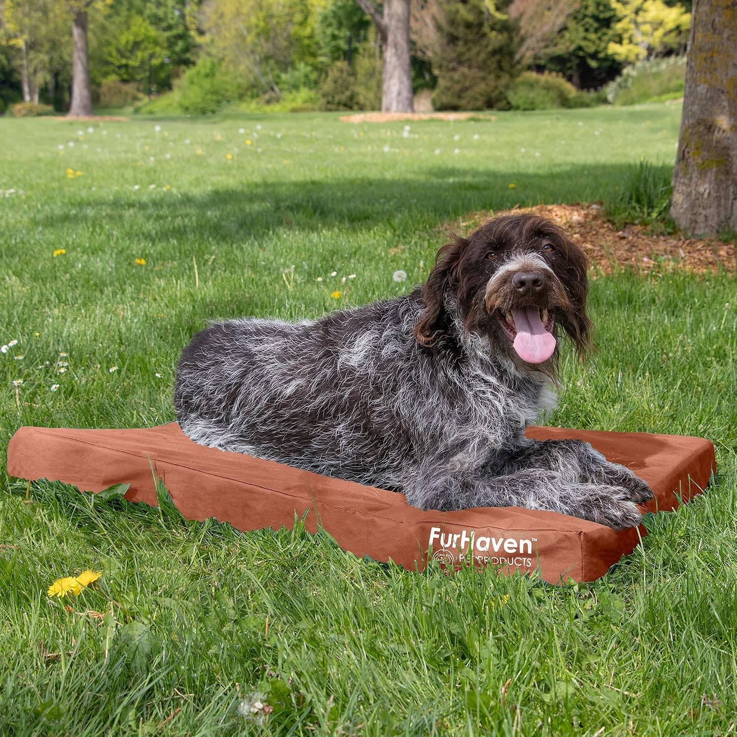 image:imageFurhaven WaterResistant Orthopedic Dog Bed for Large Dogs w Removable Washable Cover For Dogs Up to 95 lbs IndoorOutdoor Logo Print Oxford Polycanvas Mattress Stone Gray JumboXLWaterResistant Logo Print Chestnut