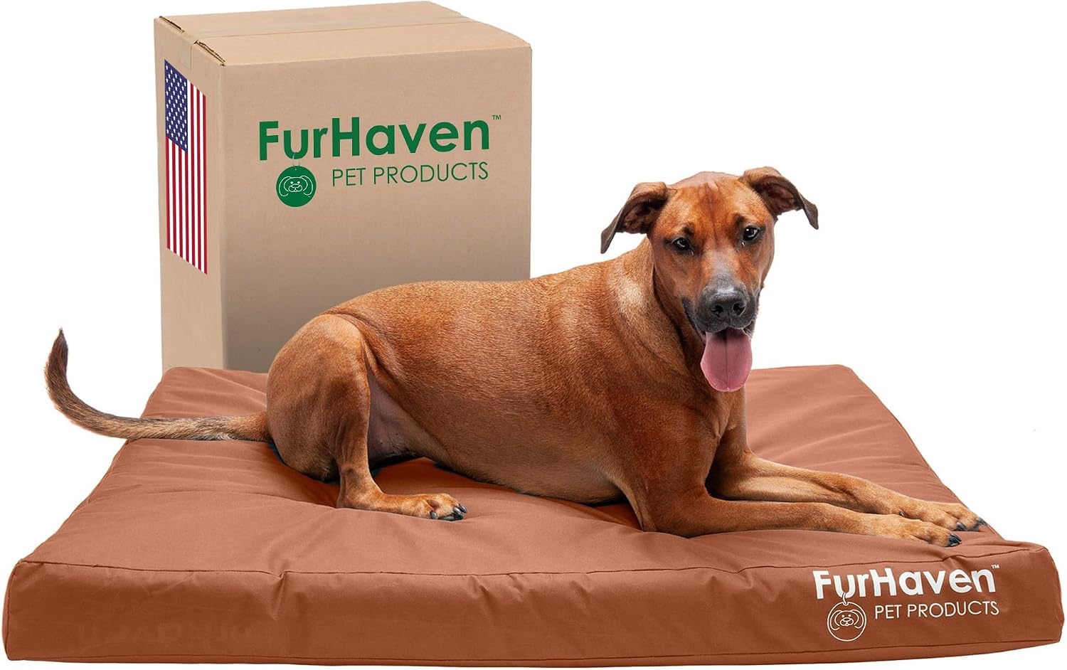 image:imageFurhaven WaterResistant Orthopedic Dog Bed for Large Dogs w Removable Washable Cover For Dogs Up to 95 lbs IndoorOutdoor Logo Print Oxford Polycanvas Mattress Stone Gray JumboXLWaterResistant Logo Print Chestnut
