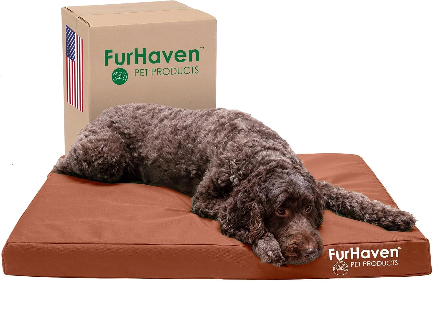 image:imageFurhaven WaterResistant Orthopedic Dog Bed for Large Dogs w Removable Washable Cover For Dogs Up to 95 lbs IndoorOutdoor Logo Print Oxford Polycanvas Mattress Stone Gray JumboXLWaterResistant Logo Print Chestnut