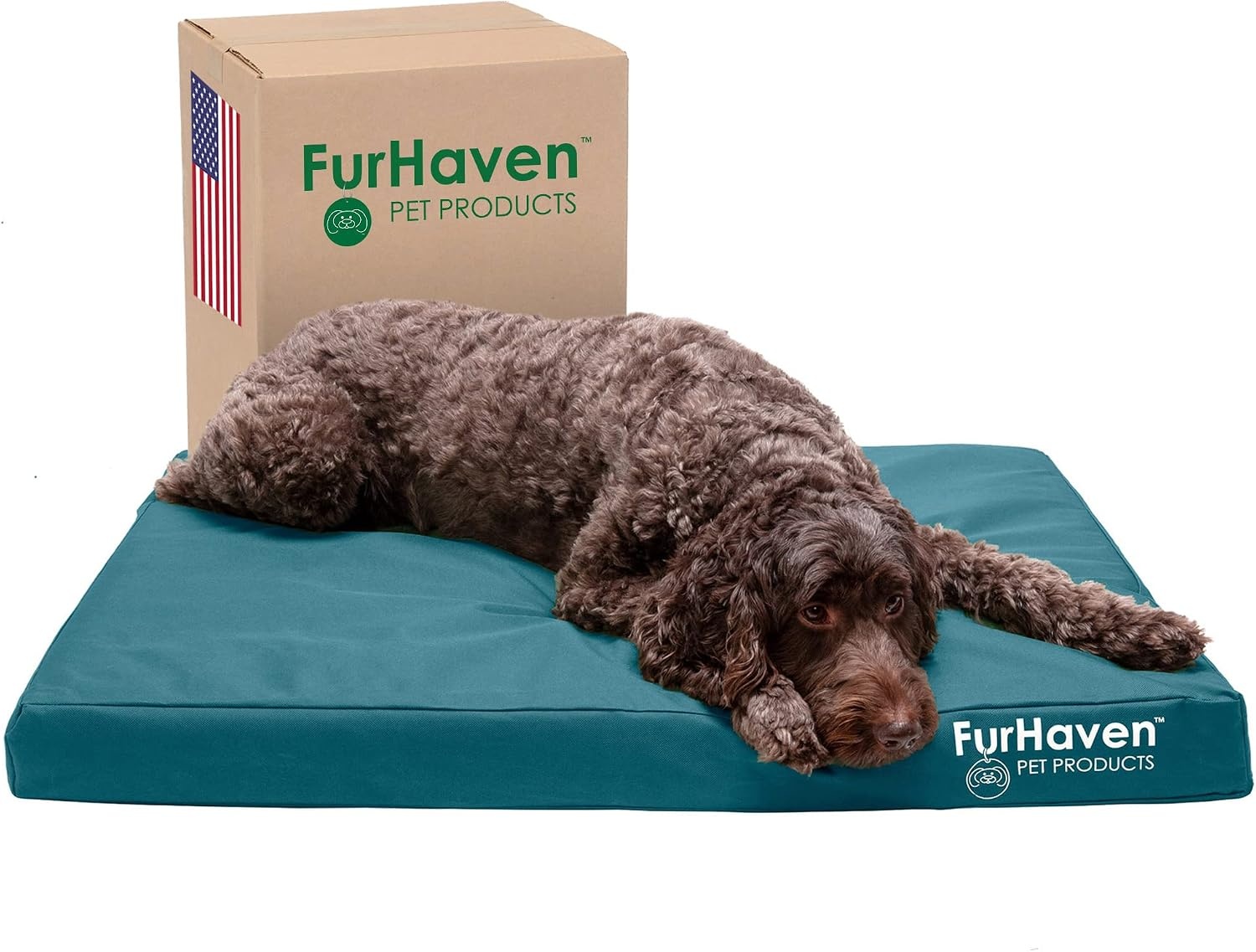 image:imageFurhaven WaterResistant Orthopedic Dog Bed for Large Dogs w Removable Washable Cover For Dogs Up to 95 lbs IndoorOutdoor Logo Print Oxford Polycanvas Mattress Stone Gray JumboXLWaterResistant Logo Print Deep Lagoon