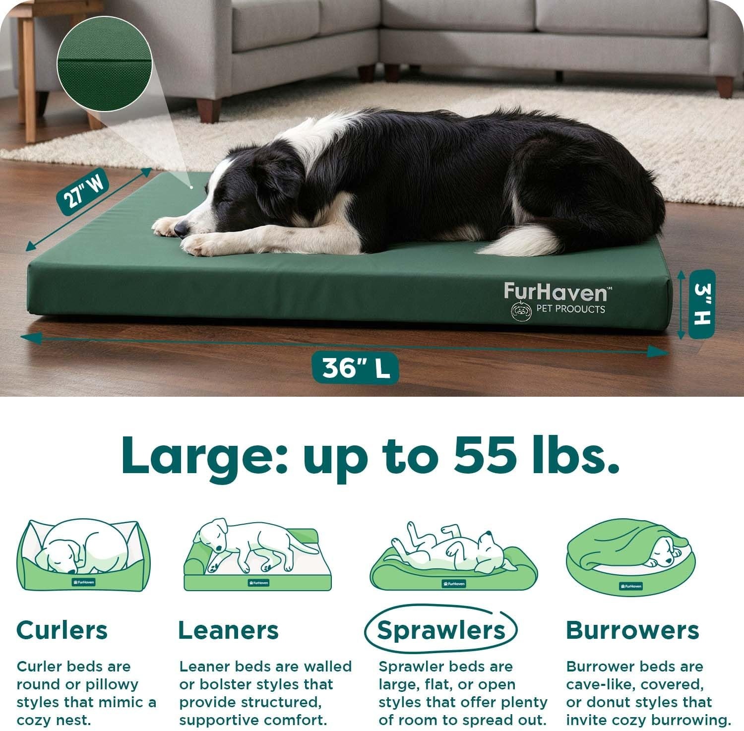 image:imageFurhaven WaterResistant Orthopedic Dog Bed for Large Dogs w Removable Washable Cover For Dogs Up to 95 lbs IndoorOutdoor Logo Print Oxford Polycanvas Mattress Stone Gray JumboXLWaterResistant Logo Print Forest