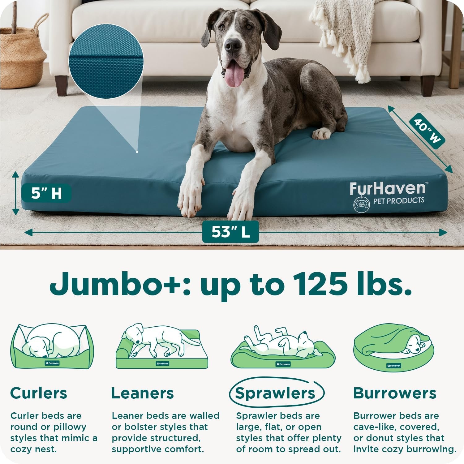image:imageFurhaven WaterResistant Orthopedic Dog Bed for Large Dogs w Removable Washable Cover For Dogs Up to 95 lbs IndoorOutdoor Logo Print Oxford Polycanvas Mattress Stone Gray JumboXLWaterResistant Logo Print Deep Lagoon