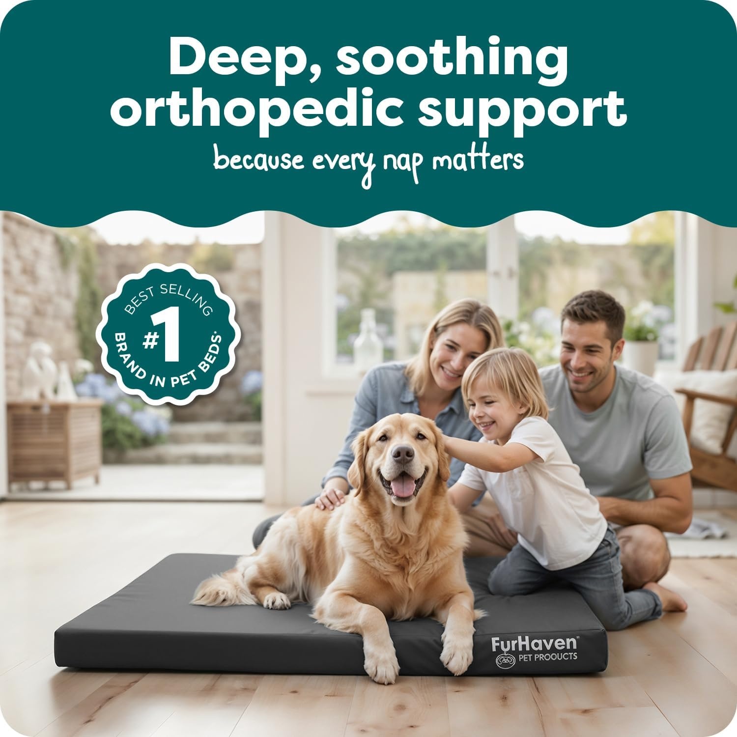 image:imageFurhaven WaterResistant Orthopedic Dog Bed for Large Dogs w Removable Washable Cover For Dogs Up to 95 lbs IndoorOutdoor Logo Print Oxford Polycanvas Mattress Stone Gray JumboXLWaterResistant Logo Print Stone Gray