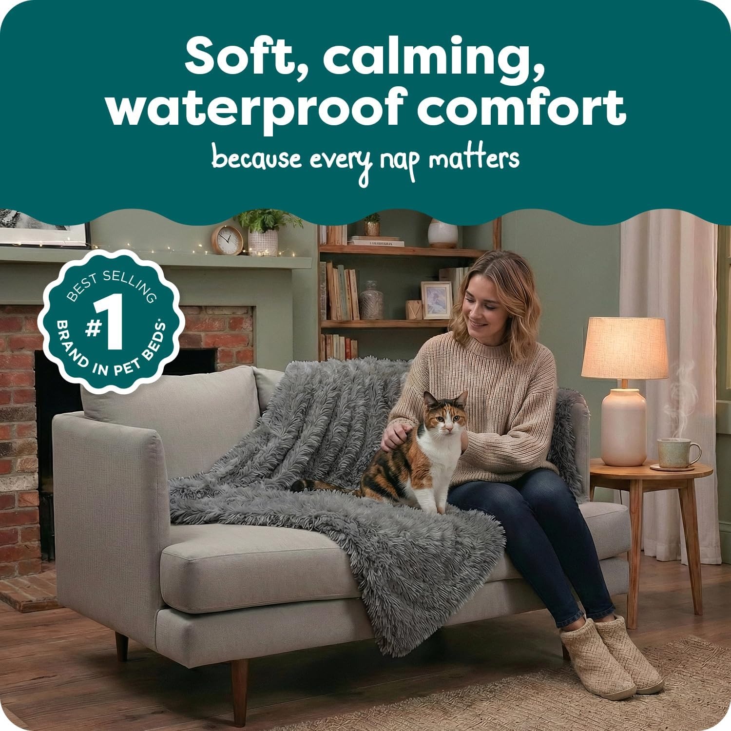 image:imageFurhaven Waterproof Throw Blanket for Dogs amp Indoor Cats Reversible Protective Pet Blanket Extra Large Long Faux Fur amp Velvet DriftwoodGray