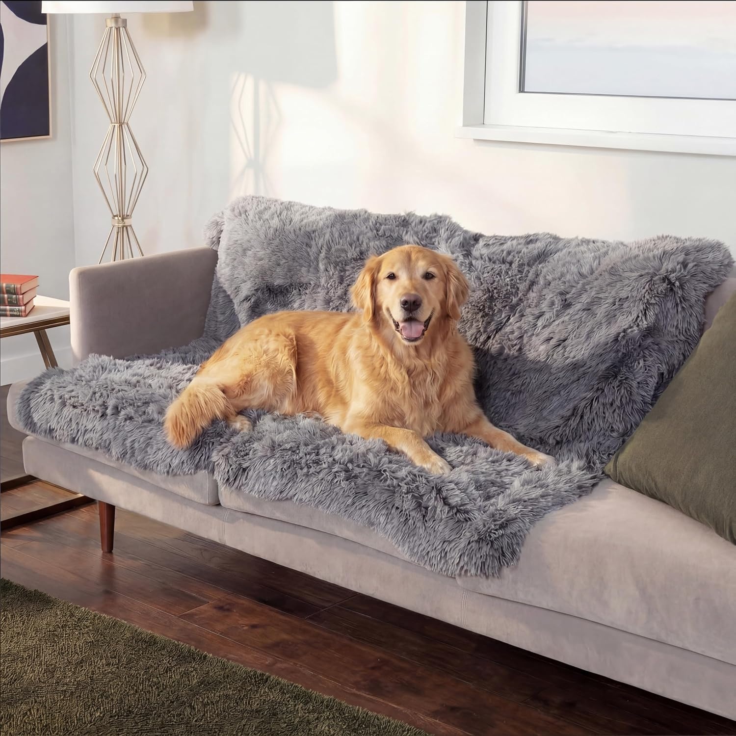 image:imageFurhaven Waterproof Throw Blanket for Dogs amp Indoor Cats Reversible Protective Pet Blanket Extra Large Long Faux Fur amp Velvet DriftwoodGray