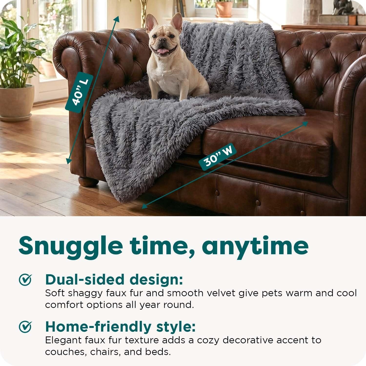 image:imageFurhaven Waterproof Throw Blanket for Dogs amp Indoor Cats Reversible Protective Pet Blanket Extra Large Long Faux Fur amp Velvet DriftwoodGray