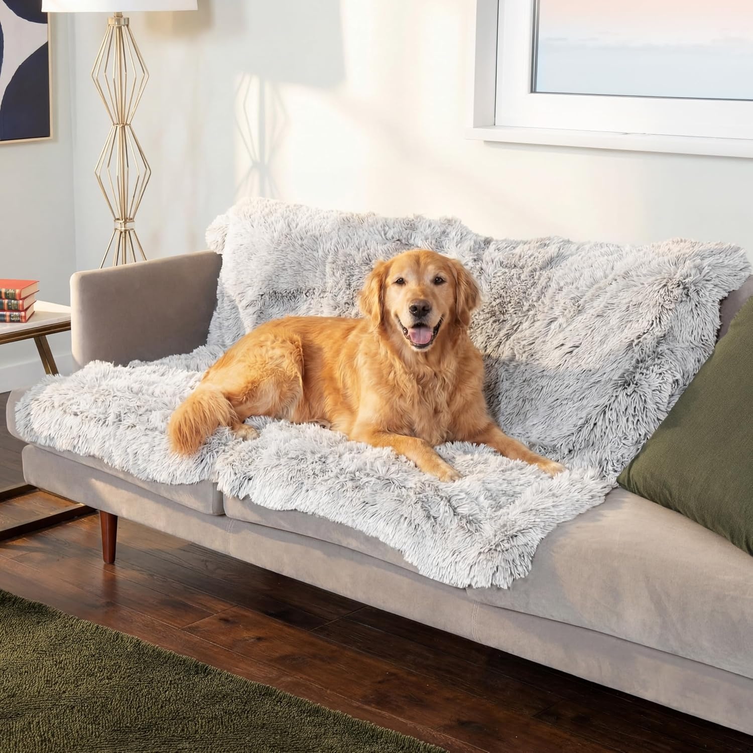 image:imageFurhaven Waterproof Throw Blanket for Dogs amp Indoor Cats Reversible Protective Pet Blanket Extra Large Long Faux Fur amp Velvet DriftwoodMist Gray