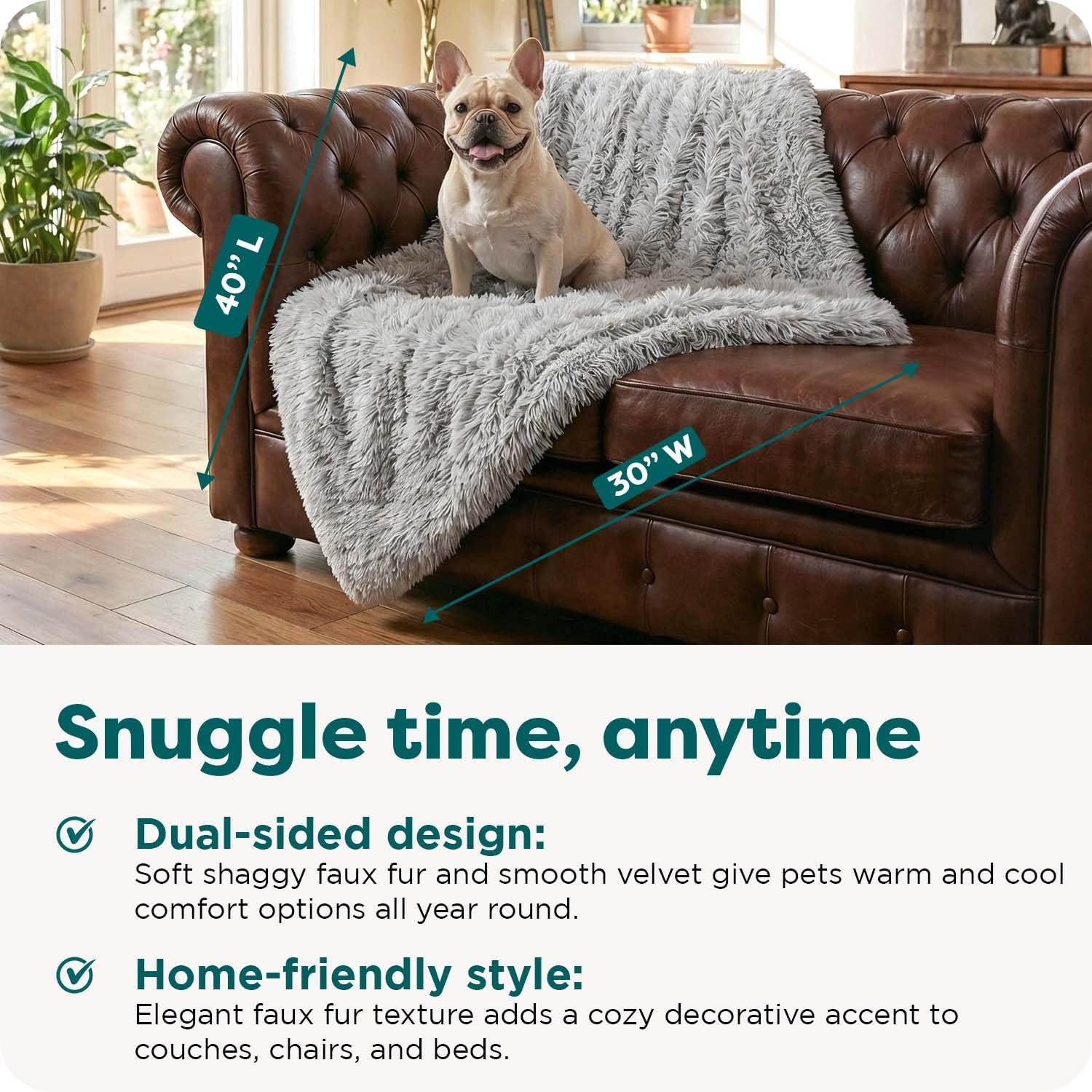 image:imageFurhaven Waterproof Throw Blanket for Dogs amp Indoor Cats Reversible Protective Pet Blanket Extra Large Long Faux Fur amp Velvet DriftwoodMist Gray