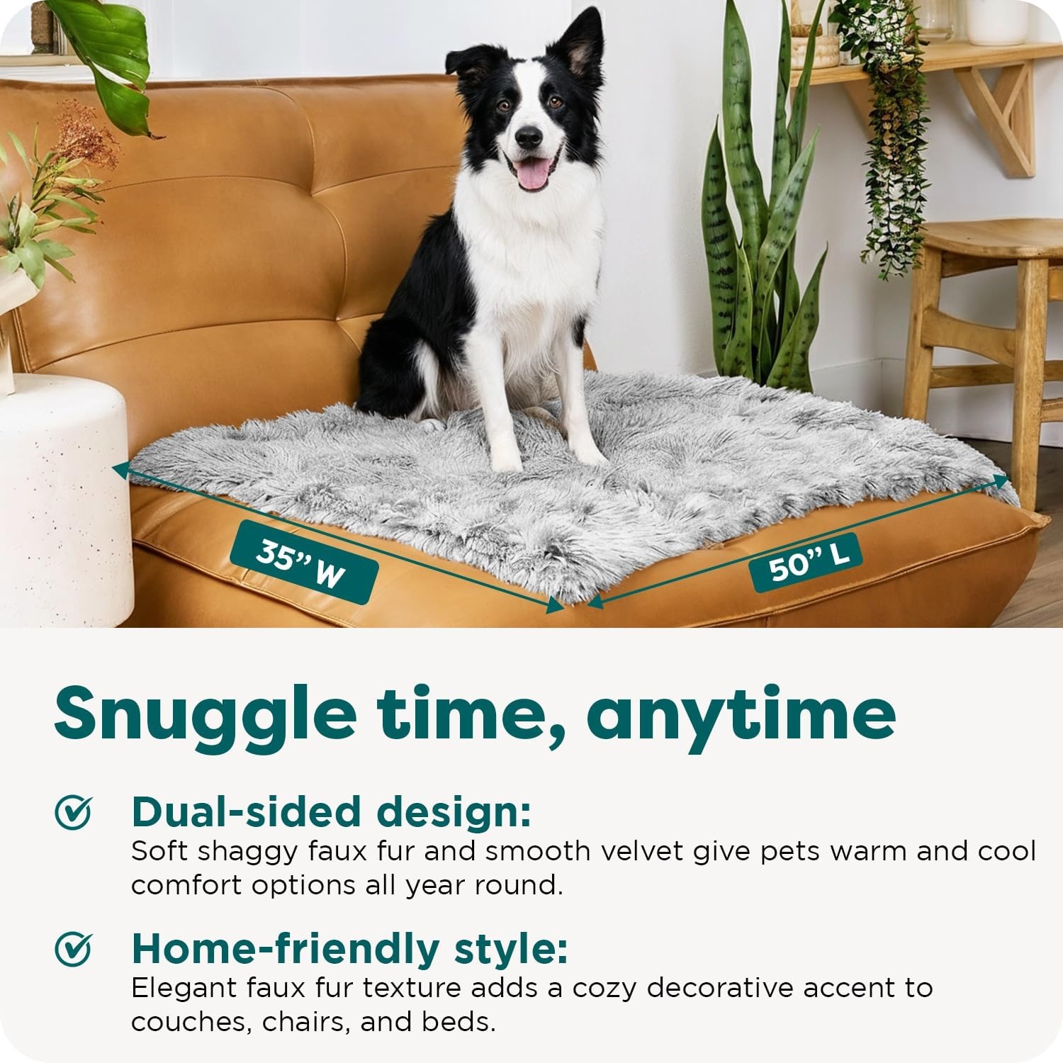image:imageFurhaven Waterproof Throw Blanket for Dogs amp Indoor Cats Reversible Protective Pet Blanket Extra Large Long Faux Fur amp Velvet DriftwoodMist Gray