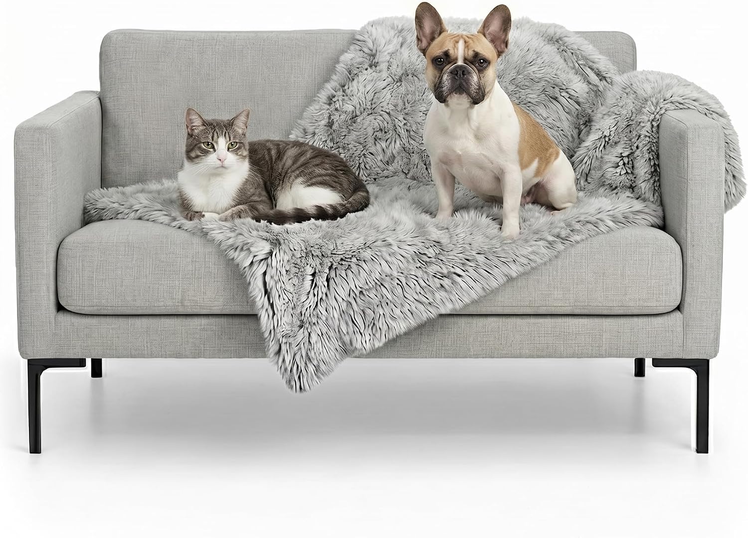 image:imageFurhaven Waterproof Throw Blanket for Dogs amp Indoor Cats Reversible Protective Pet Blanket Extra Large Long Faux Fur amp Velvet DriftwoodMist Gray