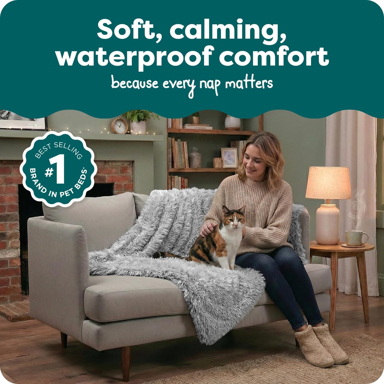 image:imageFurhaven Waterproof Throw Blanket for Dogs amp Indoor Cats Reversible Protective Pet Blanket Extra Large Long Faux Fur amp Velvet DriftwoodMist Gray
