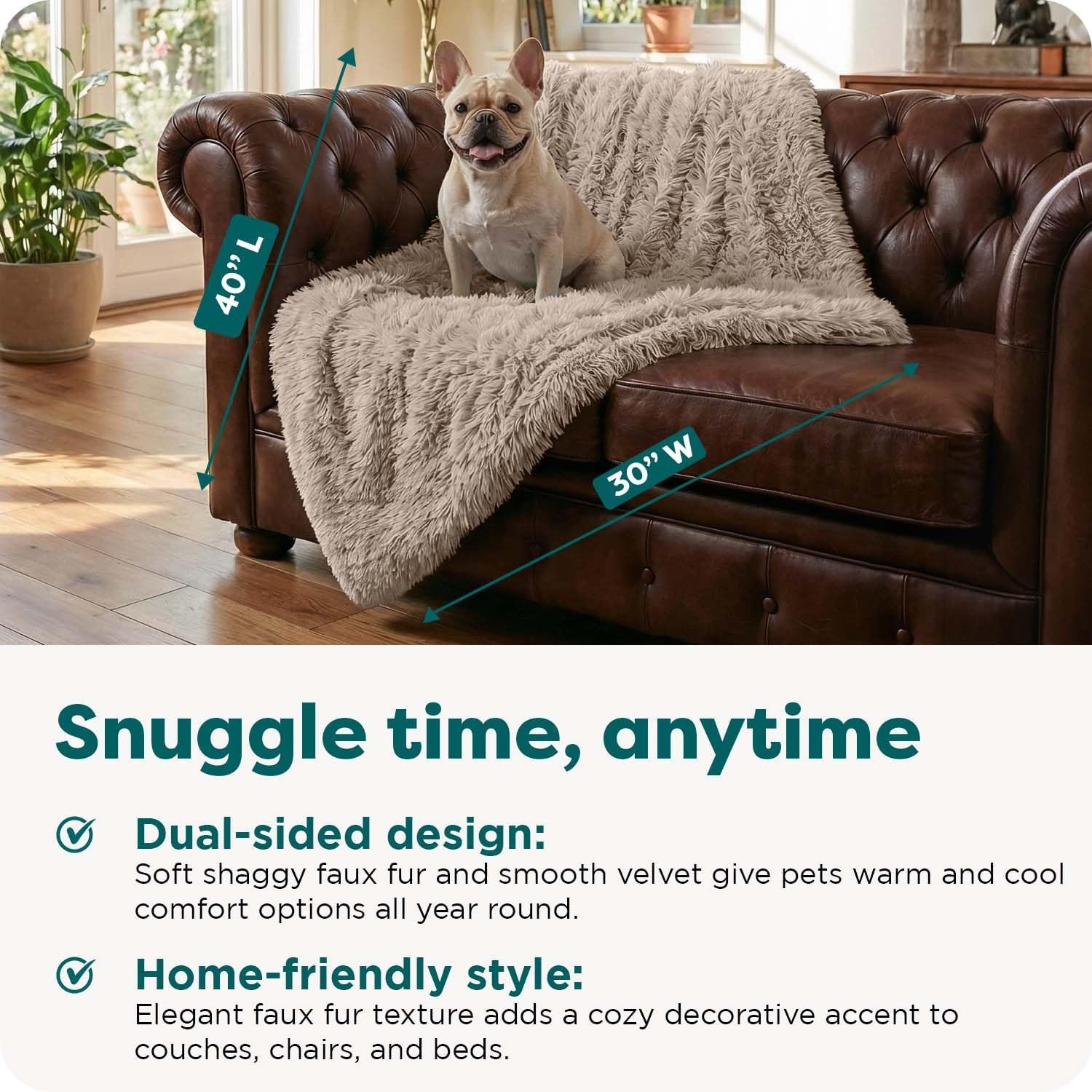 image:imageFurhaven Waterproof Throw Blanket for Dogs amp Indoor Cats Reversible Protective Pet Blanket Extra Large Long Faux Fur amp Velvet DriftwoodTaupe