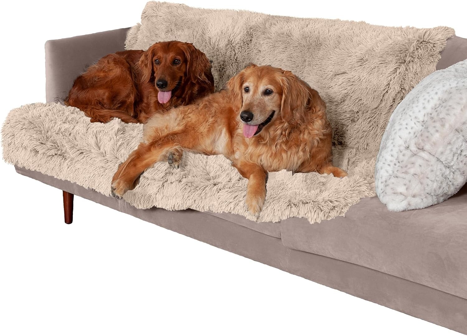 image:imageFurhaven Waterproof Throw Blanket for Dogs amp Indoor Cats Reversible Protective Pet Blanket Extra Large Long Faux Fur amp Velvet DriftwoodTaupe