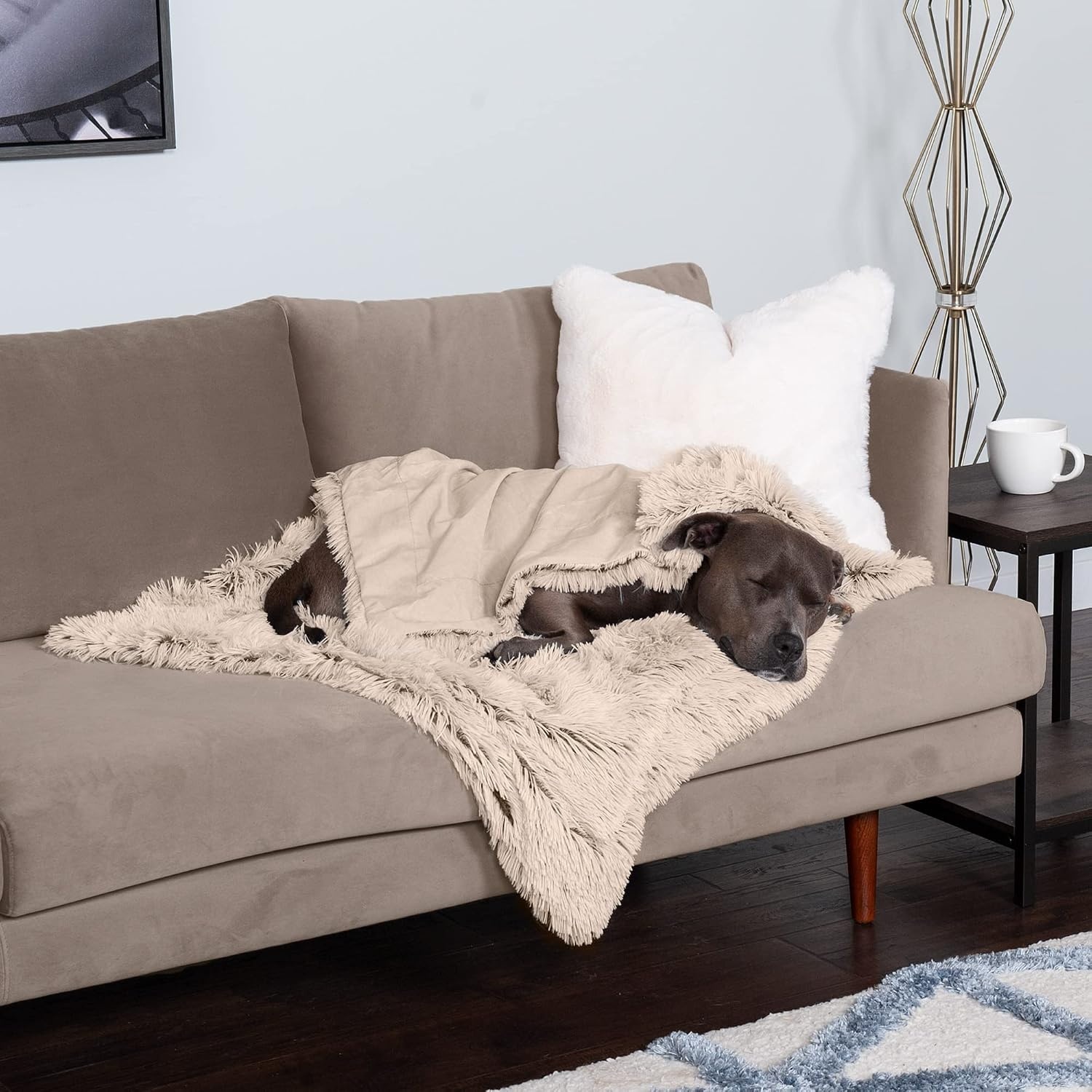 image:imageFurhaven Waterproof Throw Blanket for Dogs amp Indoor Cats Reversible Protective Pet Blanket Extra Large Long Faux Fur amp Velvet DriftwoodTaupe