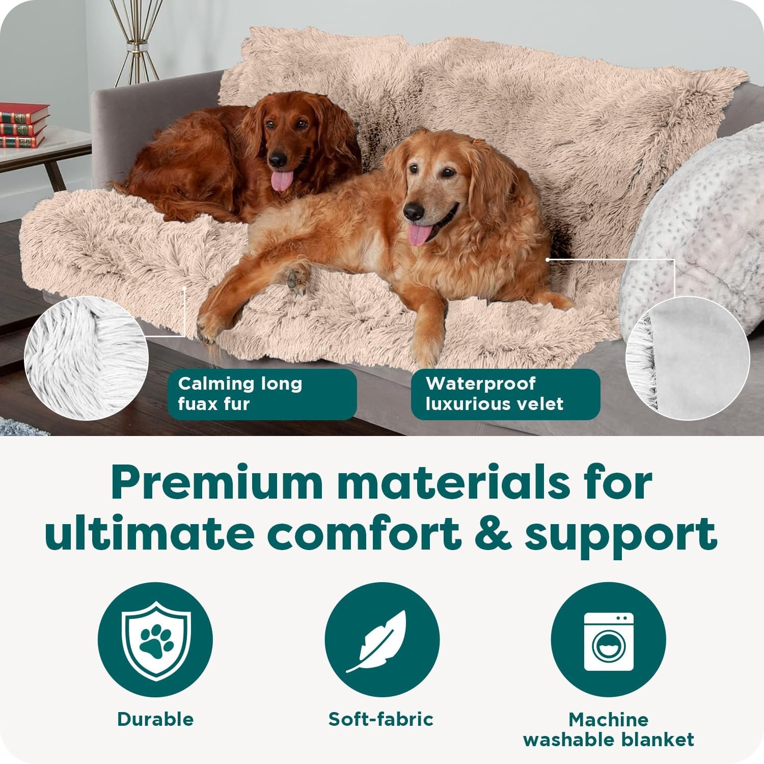 image:imageFurhaven Waterproof Throw Blanket for Dogs amp Indoor Cats Reversible Protective Pet Blanket Extra Large Long Faux Fur amp Velvet DriftwoodTaupe