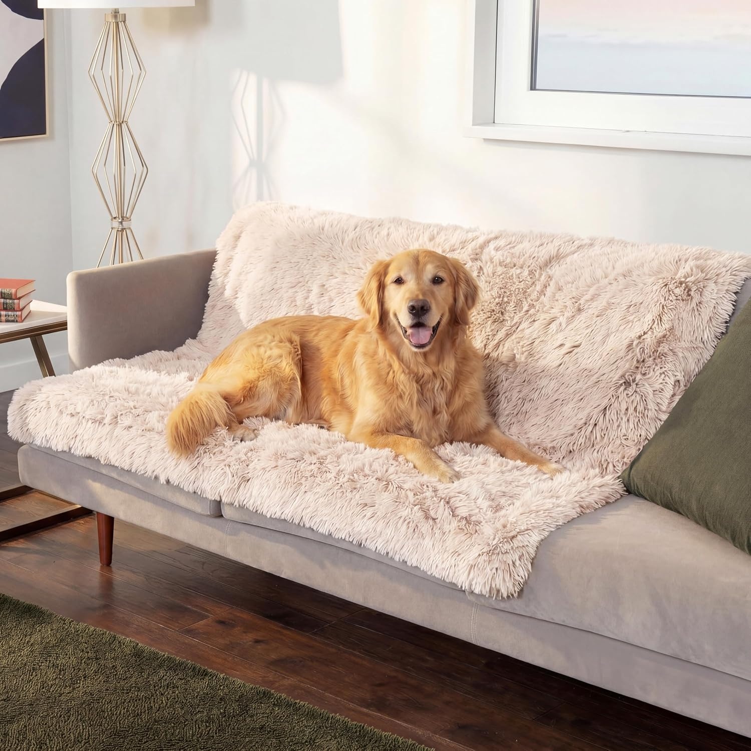 image:imageFurhaven Waterproof Throw Blanket for Dogs amp Indoor Cats Reversible Protective Pet Blanket Extra Large Long Faux Fur amp Velvet DriftwoodTaupe