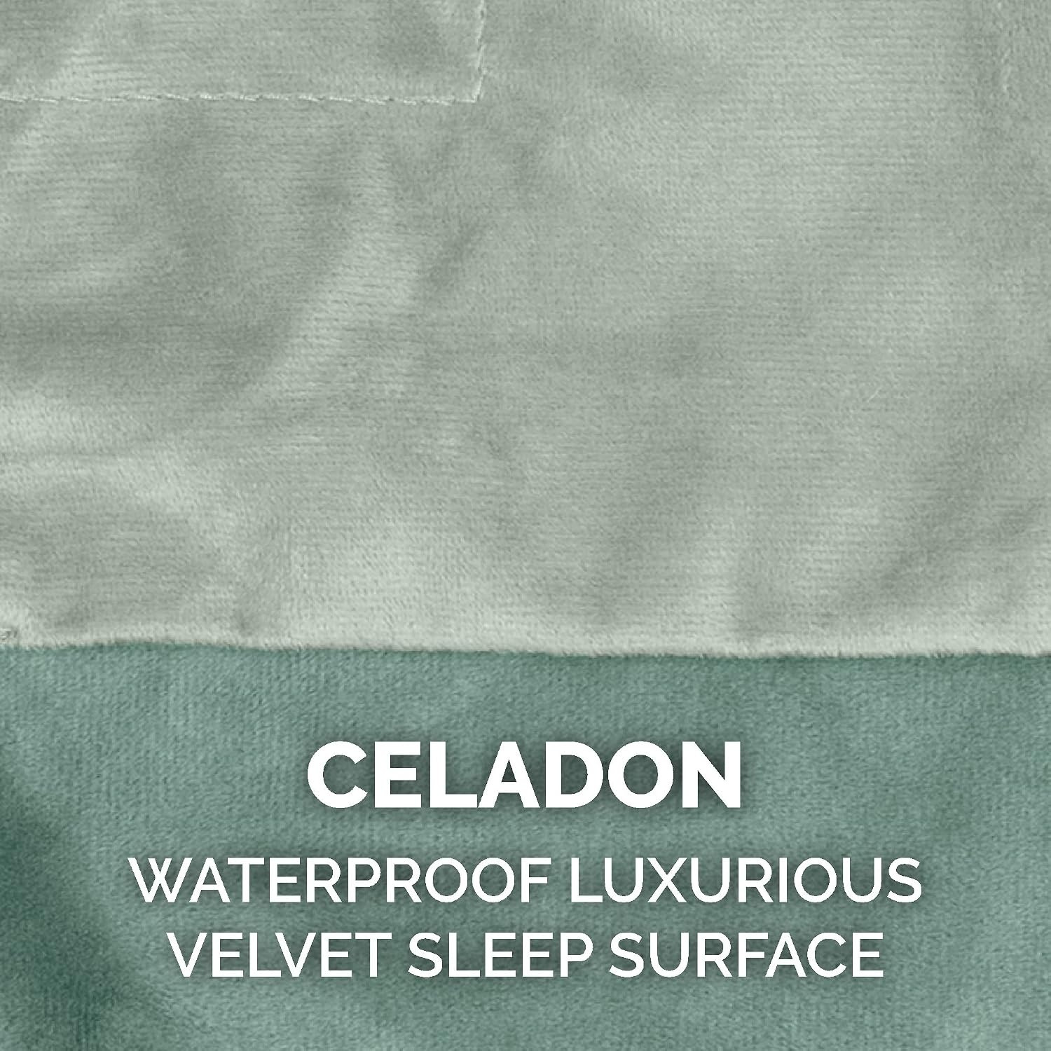 image:imageFurhaven Waterproof Throw Blanket for Dogs amp Indoor Cats Washable TwoTone Luxe Velvet Dog Blanket Celadon Green MediumCeladon Green