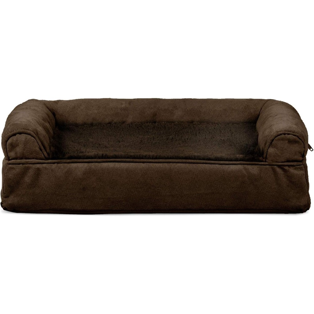 image:imageFurHaven Orthopedic Dog Bed for Large Dogs SofaStyle with Cool GelTop Foam with a Solid Orthopedic Foam Base for Joint Support Removable Washable Cover Jumbo XL Plush amp Suede GrayEspresso