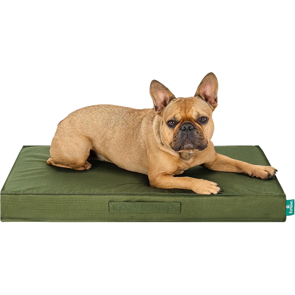 image:imageFurHaven WaterResistant Orthopedic Dog Bed for Large Dogs Oxford Polycanvas Mattress with Orthopedic Solid Slab Foam for Joint Support Removable Washable Cover Jumbo XL Stone GrayGreen