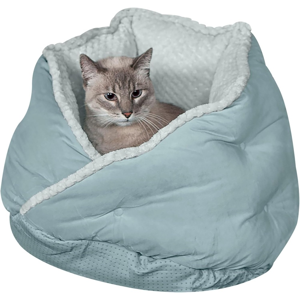 image:imageFurhaven 24 Round Pet Bed for Indoor Cats amp MediumSmall Dogs 100 Washable For Pets Up to 35 lbs  Minky Plush amp Velvet Hug Bed  Silver Gray 24inchHug Bed  Minky  Velvet Aquamarine