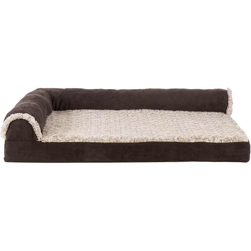 image:imageFurhaven Cooling Gel Dog Bed for Large Dogs w Removable Bolsters amp Washable Cover For Dogs Up to 125 lbs TwoTone Plush Faux Fur amp Suede L Shaped Chaise Espresso Jumbo PlusXXLTwoTone Faux Fur Suede Espresso